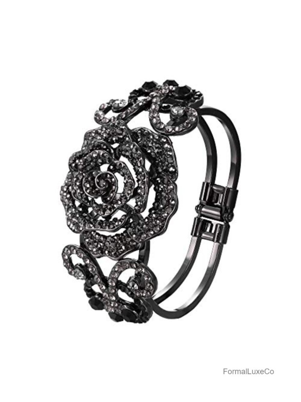 Crystal Flower Butterfly Bangle Bracelet Women Prom Party Jewelry